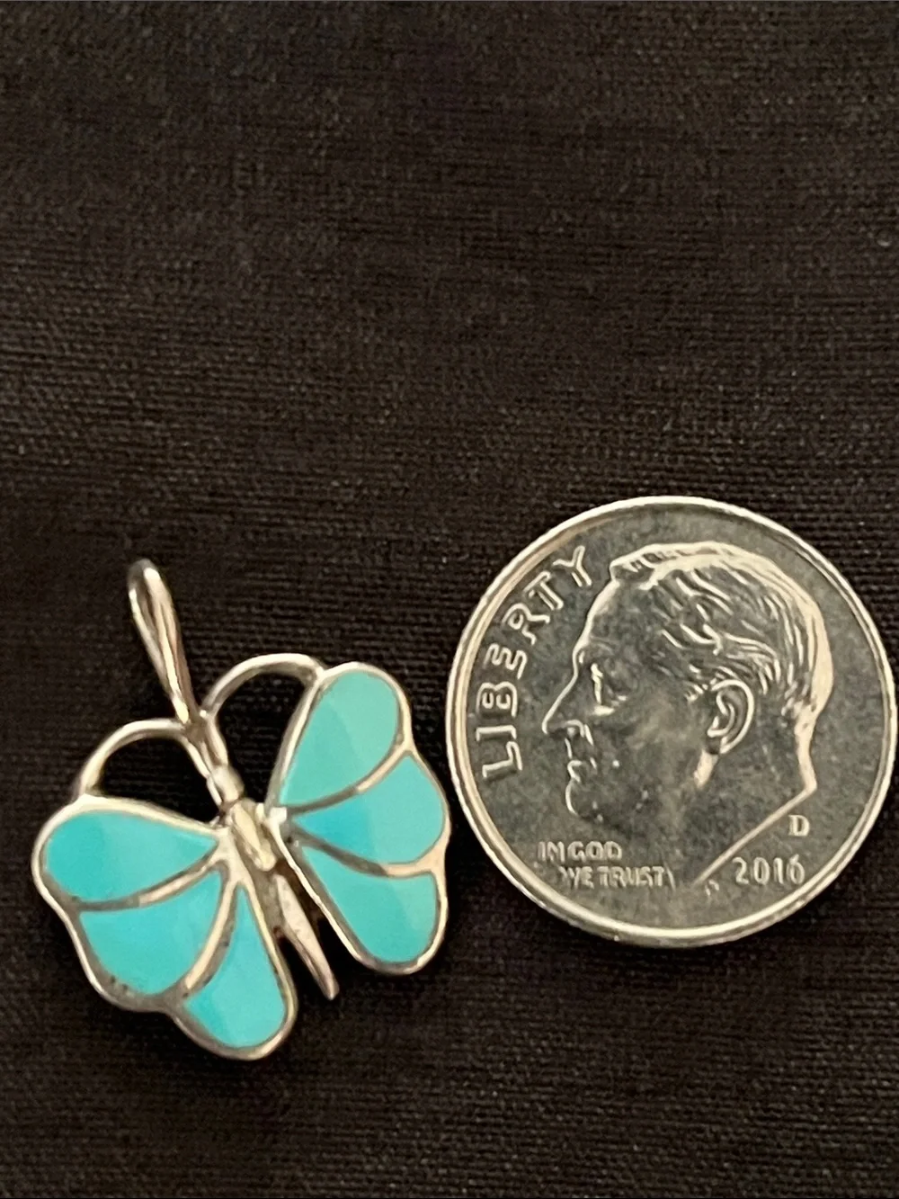Butterfly Pendant/Charm in Turquoise and Silver